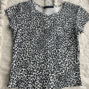 Brandy Melville Blue Leopard Print Tee